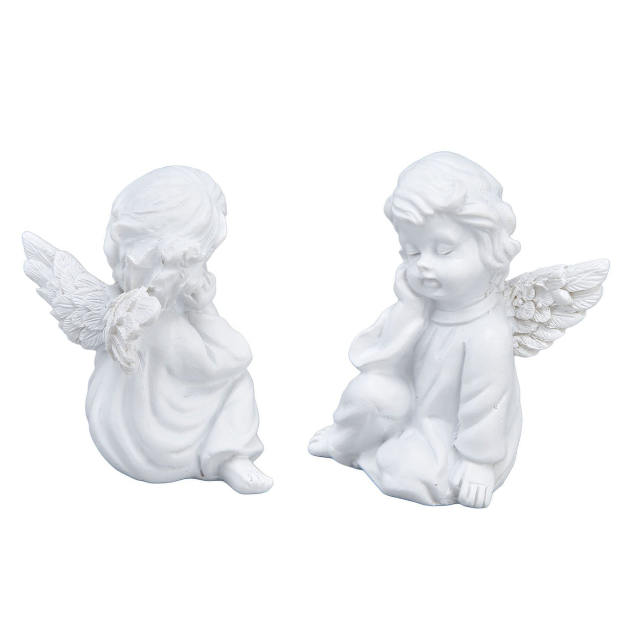 Cherub Statue Synthetic Resin Material Lovely Style White Baby Figurines for Party DecorationsCherub Statue Right