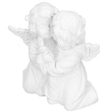 Angel Statue Synthetic Resin Embracing Shape White Angel Ornament for Desktop DecorationAngel Left - Side View