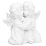 Angel Statue Synthetic Resin Embracing Shape White Angel Ornament for Desktop DecorationAngel Left - Low Angle