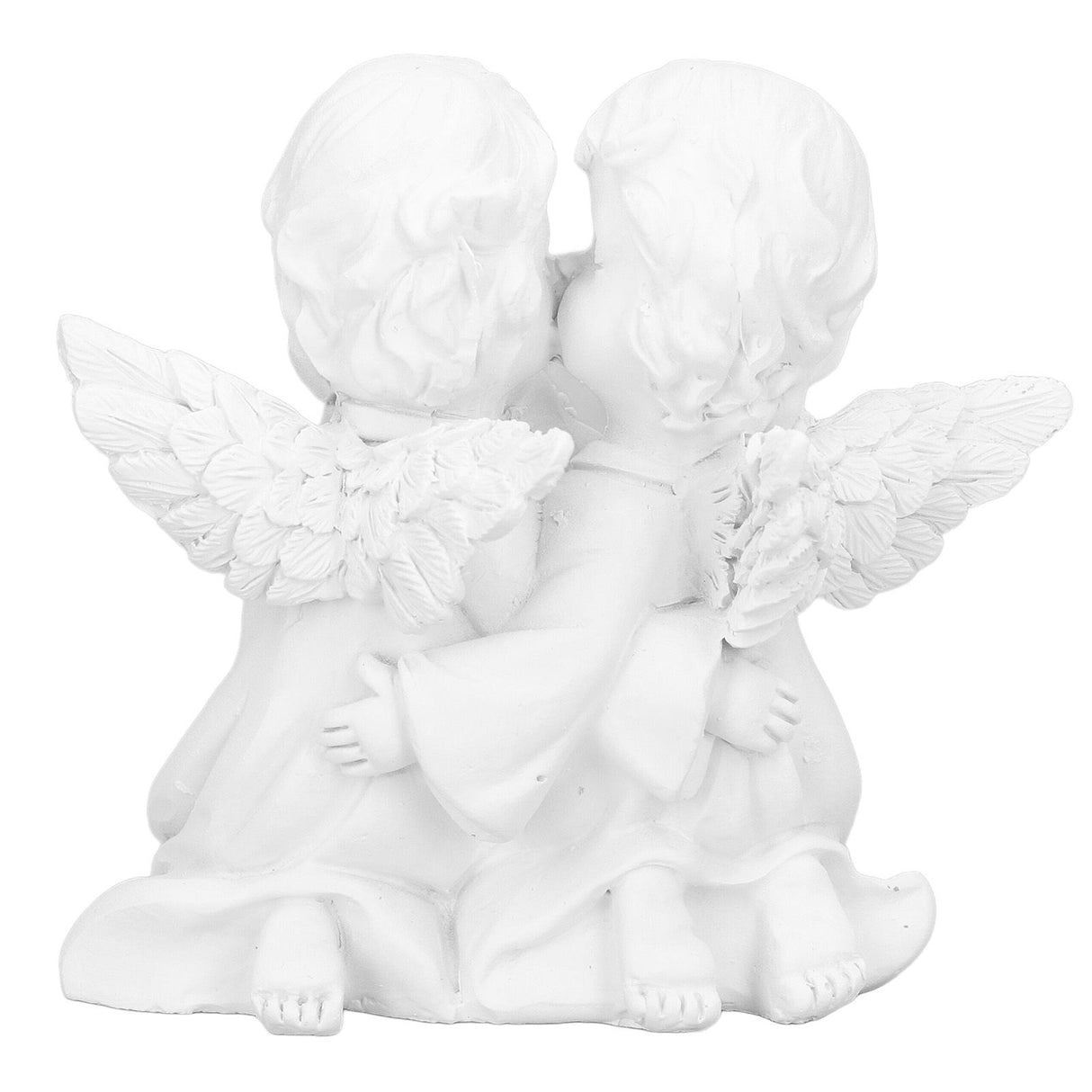 Angel Statue Synthetic Resin Embracing Shape White Angel Ornament for Desktop DecorationAngel Right