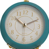 European Style Metal Clock Ingenious Mute Round Children Electronic Quartz Alarm Clock for Living Room Bedroom Dark Blue - Side View