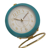 European Style Metal Clock Ingenious Mute Round Children Electronic Quartz Alarm Clock for Living Room Bedroom Dark Blue - Top-Down View