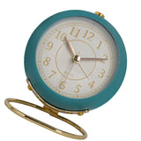 European Style Metal Clock Ingenious Mute Round Children Electronic Quartz Alarm Clock for Living Room Bedroom Dark Blue