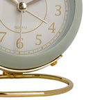 European Style Metal Clock Ingenious Mute Round Children Electronic Quartz Alarm Clock for Living Room Bedroom Light Green