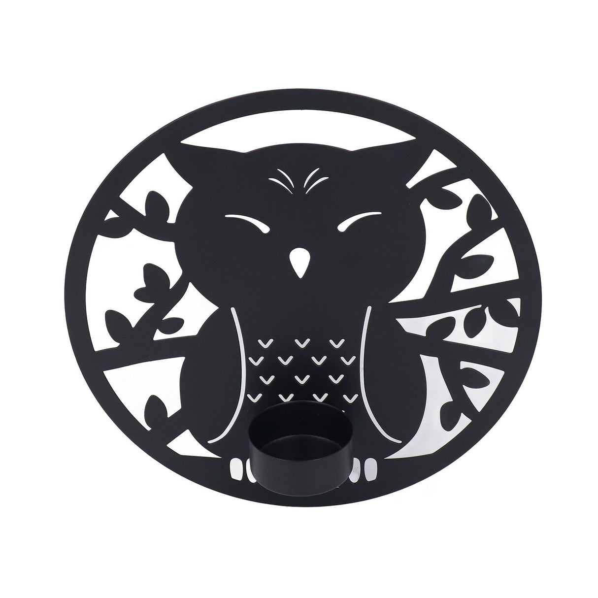 Hanging Candleholder Iron Retro Style Innovative Wall Mounted Candle Holder for Home Wall Decorations Black Laser Plate A