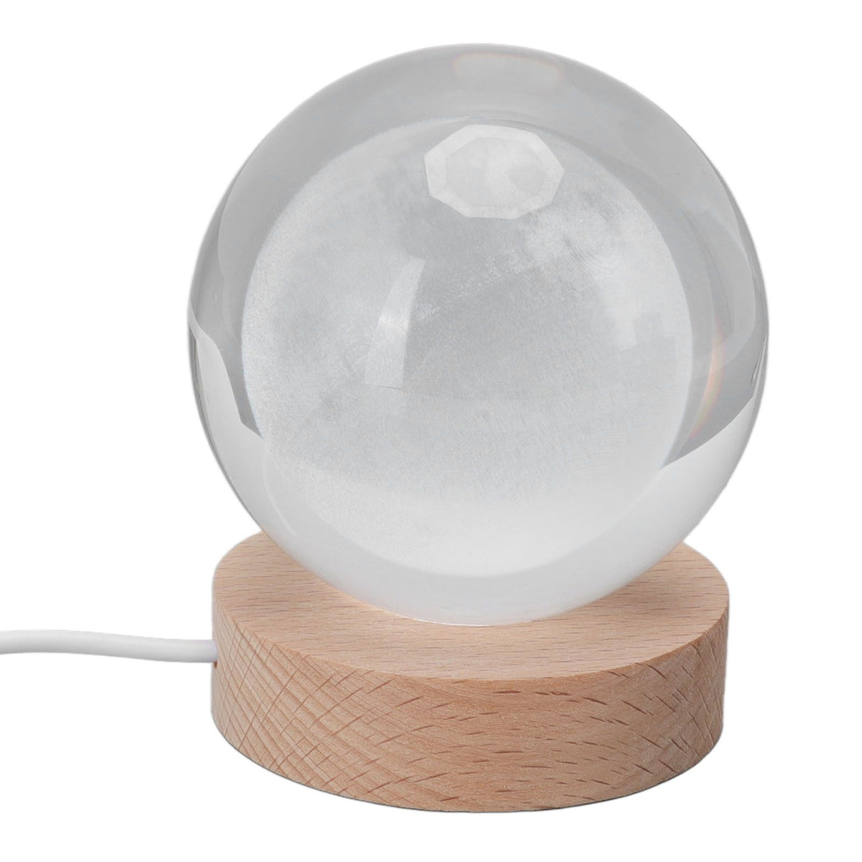3D Moon Night Lamp Crystal Ball Night Light LED Wooden Inter Carving Tabletop Ornaments for Friends Kids Gifts Moon Warm Light