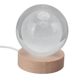 3D Moon Night Lamp Crystal Ball Night Light LED Wooden Inter Carving Tabletop Ornaments for Friends Kids Gifts Moon Warm Light