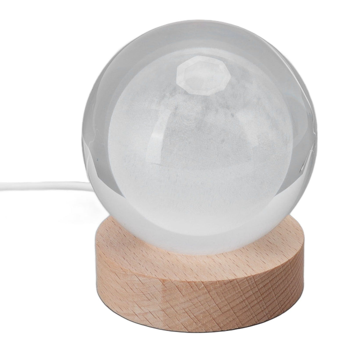 3D Moon Night Lamp Crystal Ball Night Light LED Wooden Inter Carving Tabletop Ornaments for Friends Kids Gifts Moon Warm Light