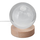 3D Moon Night Lamp Crystal Ball Night Light LED Wooden Inter Carving Tabletop Ornaments for Friends Kids Gifts Moon Warm Light