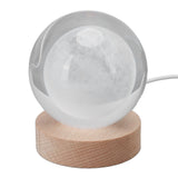 3D Moon Night Lamp Crystal Ball Night Light LED Wooden Inter Carving Tabletop Ornaments for Friends Kids Gifts Moon Colorful Light