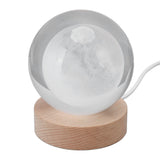 3D Moon Night Lamp Crystal Ball Night Light LED Wooden Inter Carving Tabletop Ornaments for Friends Kids Gifts Moon Colorful Light