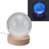 3D Moon Night Lamp Crystal Ball Night Light LED Wooden Inter Carving Tabletop Ornaments for Friends Kids Gifts Moon Colorful Light - Low Angle