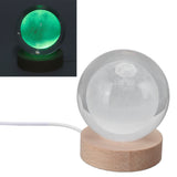 3D Moon Night Lamp Crystal Ball Night Light LED Wooden Inter Carving Tabletop Ornaments for Friends Kids Gifts Moon Colorful Light - Extra Image