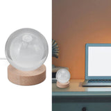3D Moon Night Lamp Crystal Ball Night Light LED Wooden Inter Carving Tabletop Ornaments for Friends Kids Gifts Moon Colorful Light