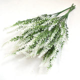 Plastic Artificial Lavender Flowers Odorless Realistic Fake Lavender for Scene Decoration Wedding Celebration White