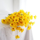 Artificial Daisy Flowers Bouquet Home Decoration for Living Room Dining Room Bedroom Office Light Yellow