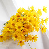 Artificial Daisy Flowers Bouquet Home Decoration for Living Room Dining Room Bedroom Office Light Yellow
