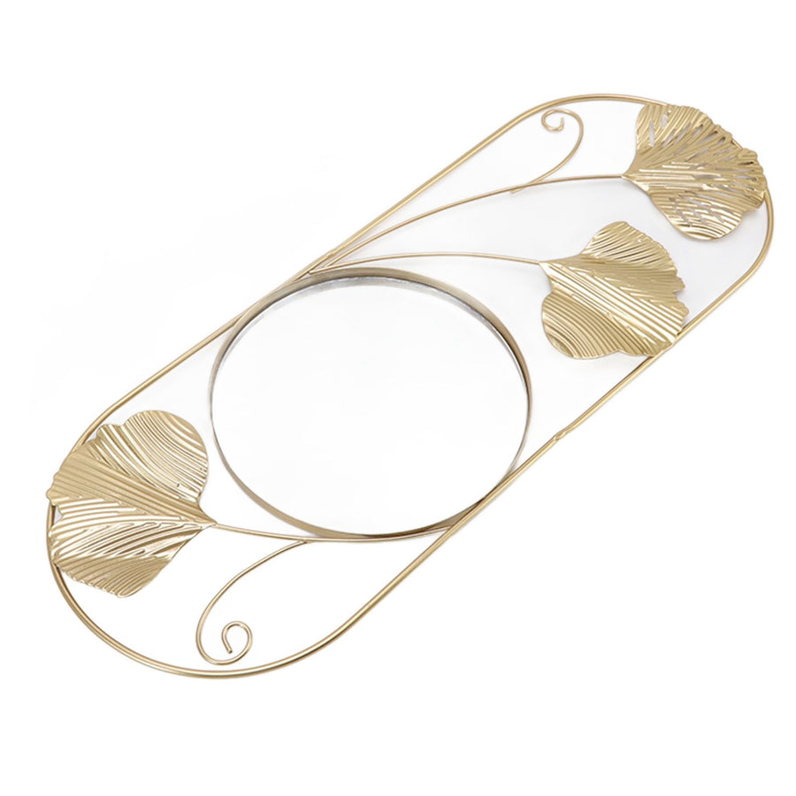 Metal Leaf Wall Mirror Fade Resistant Artistic Modern Decorative Mirror for Bedroom Living Room Office