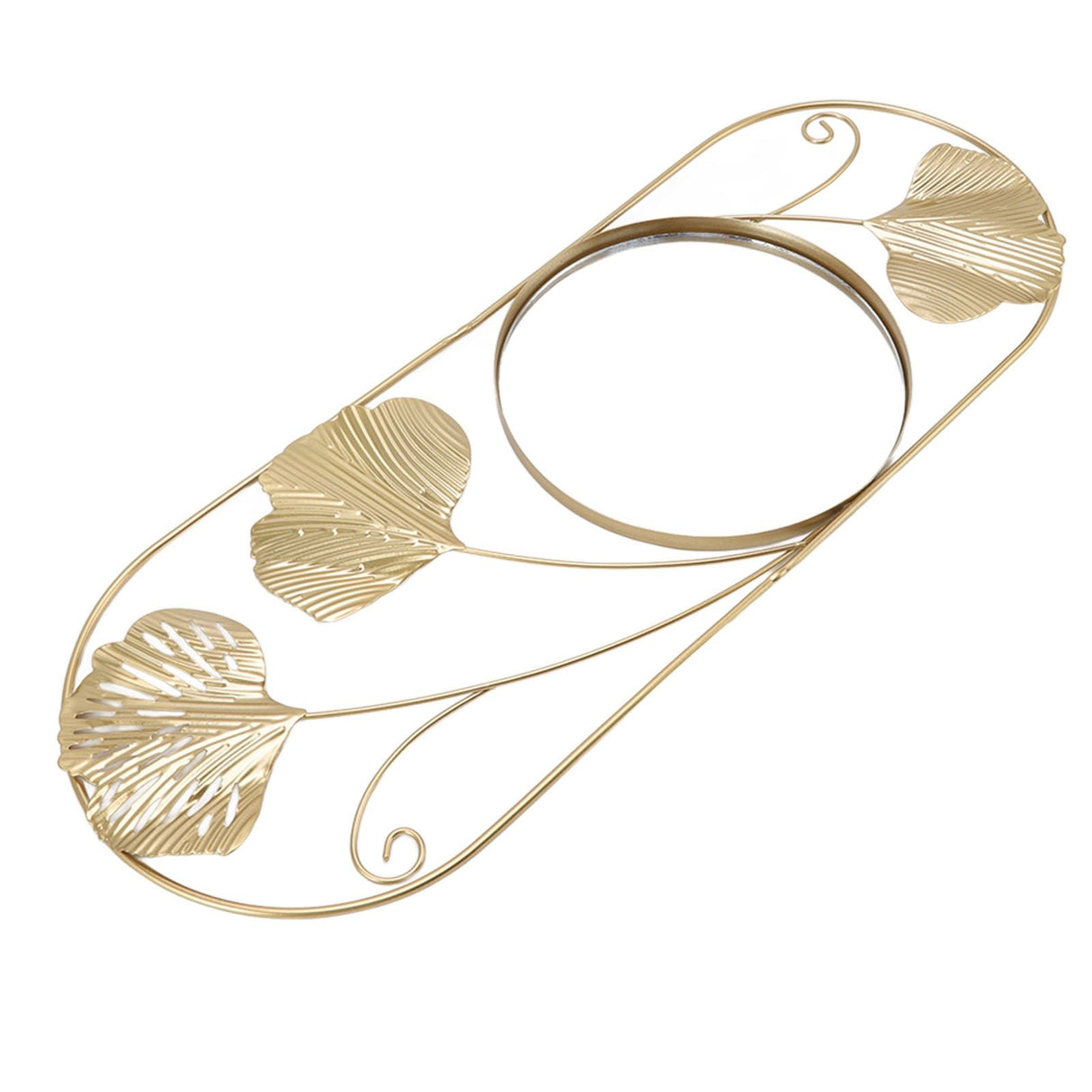 Metal Leaf Wall Mirror Fade Resistant Artistic Modern Decorative Mirror for Bedroom Living Room Office