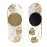 Metal Leaf Wall Mirror Fade Resistant Artistic Modern Decorative Mirror for Bedroom Living Room Office - Extra Image