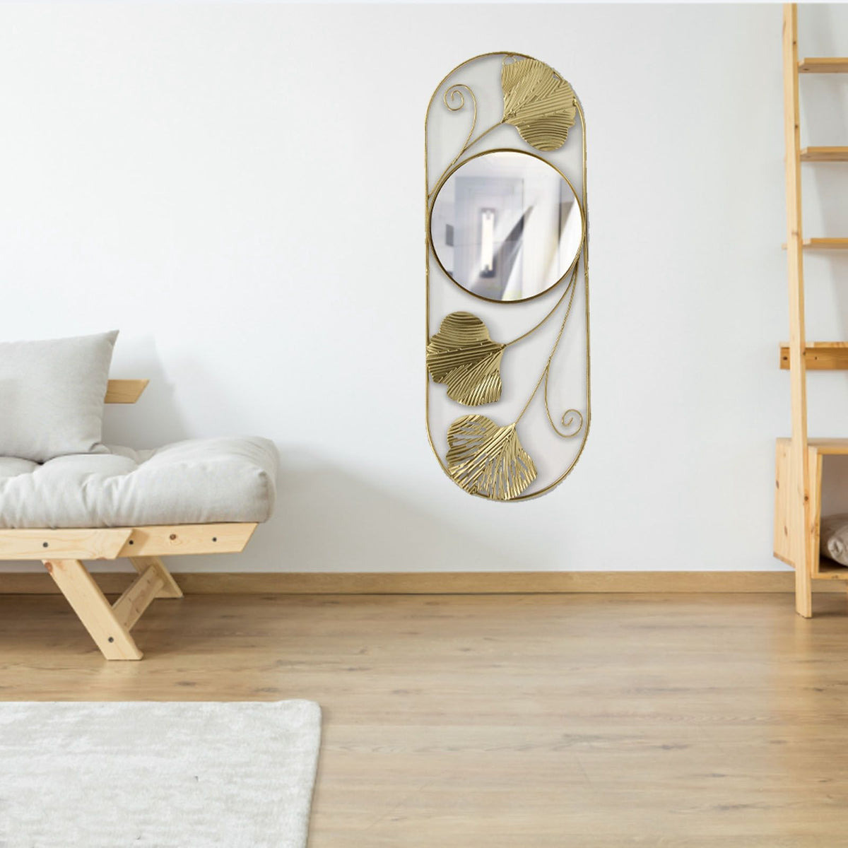 Metal Leaf Wall Mirror Fade Resistant Artistic Modern Decorative Mirror for Bedroom Living Room Office