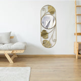 Metal Leaf Wall Mirror Fade Resistant Artistic Modern Decorative Mirror for Bedroom Living Room Office