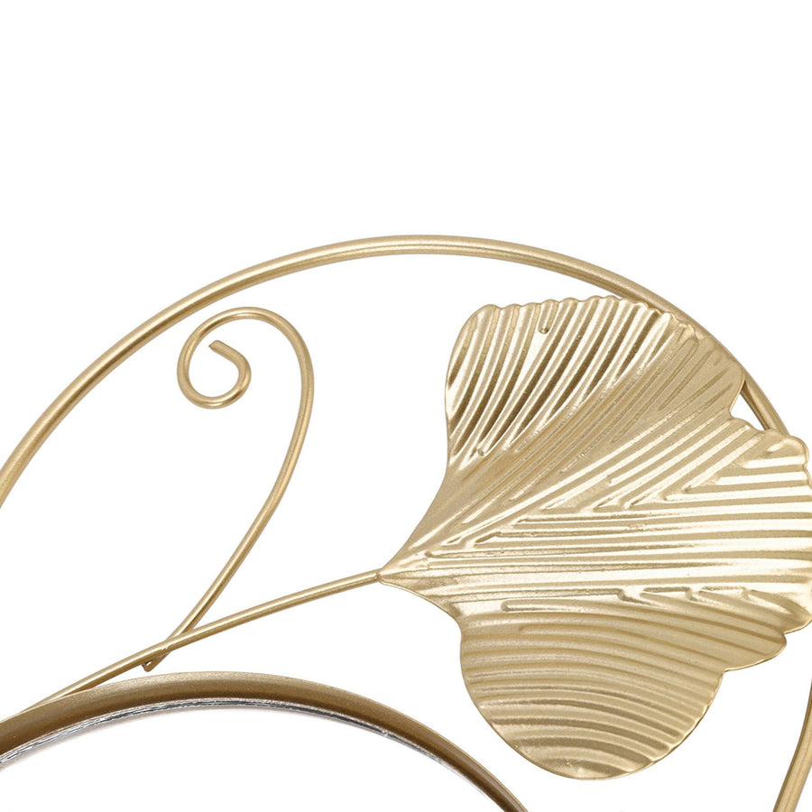 Metal Leaf Wall Mirror Fade Resistant Artistic Modern Decorative Mirror for Bedroom Living Room Office