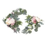 2pcs Hanging Flowers Swag ABS Artificial Decorative Arch Flowers with Bandage for Wedding - Top-Down View