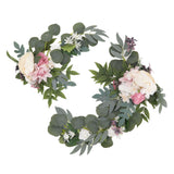2pcs Hanging Flowers Swag ABS Artificial Decorative Arch Flowers with Bandage for Wedding - 45-Degree Angle