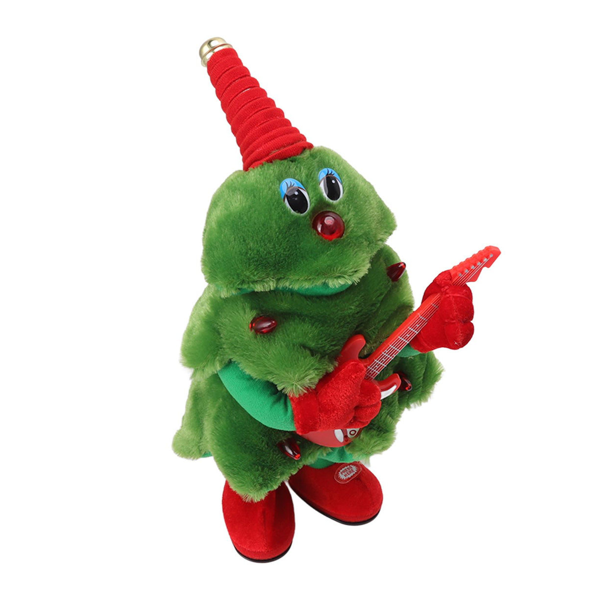 Electric Christmas Tree Plush Toy 8 Songs Continuous Play Glowing Swinging Singing Dancing Cute Electric Plush Toy for Kids Guitar Christmas Tree