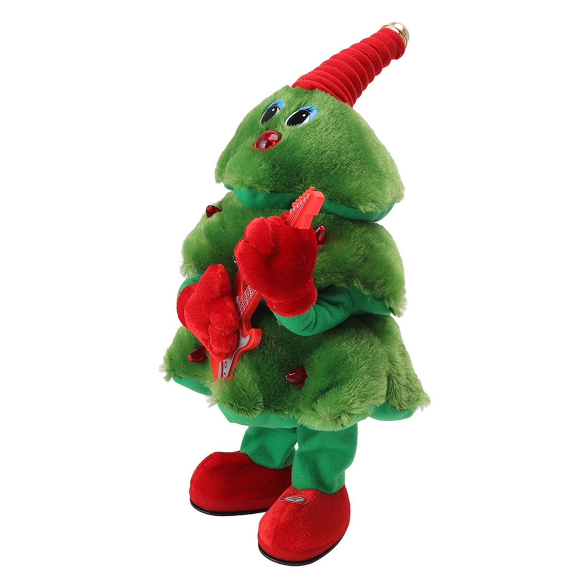 Electric Christmas Tree Plush Toy 8 Songs Continuous Play Glowing Swinging Singing Dancing Cute Electric Plush Toy for Kids Guitar Christmas Tree