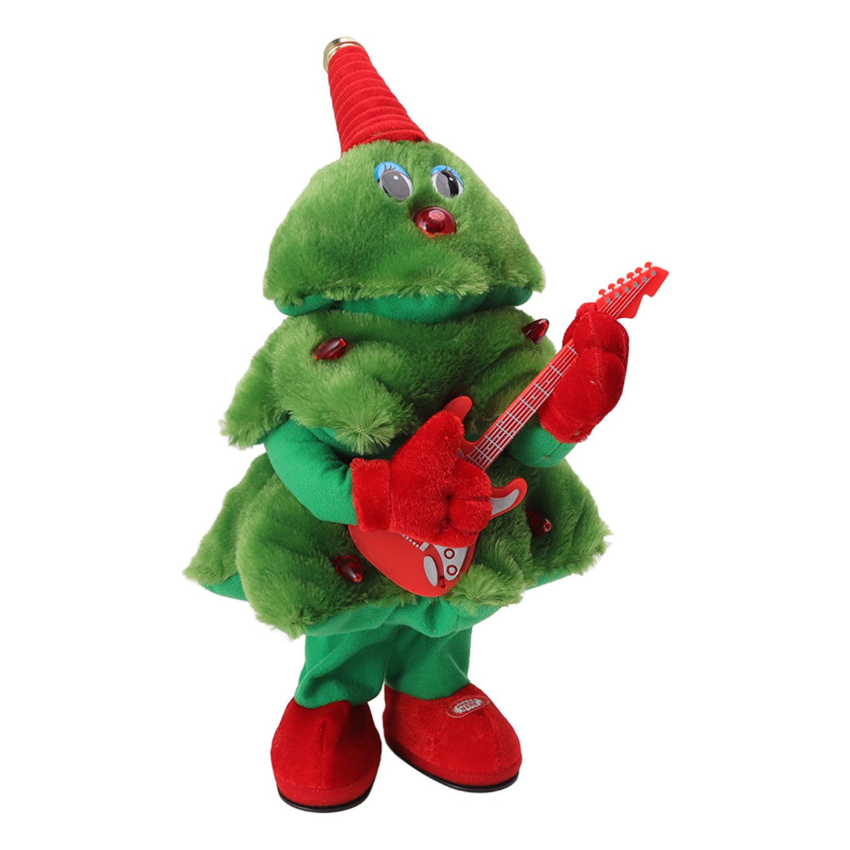 Electric Christmas Tree Plush Toy 8 Songs Continuous Play Glowing Swinging Singing Dancing Cute Electric Plush Toy for Kids Guitar Christmas Tree