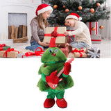 Electric Christmas Tree Plush Toy 8 Songs Continuous Play Glowing Swinging Singing Dancing Cute Electric Plush Toy for Kids Guitar Christmas Tree