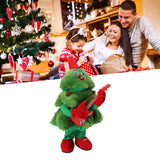 Electric Christmas Tree Plush Toy 8 Songs Continuous Play Glowing Swinging Singing Dancing Cute Electric Plush Toy for Kids Guitar Christmas Tree
