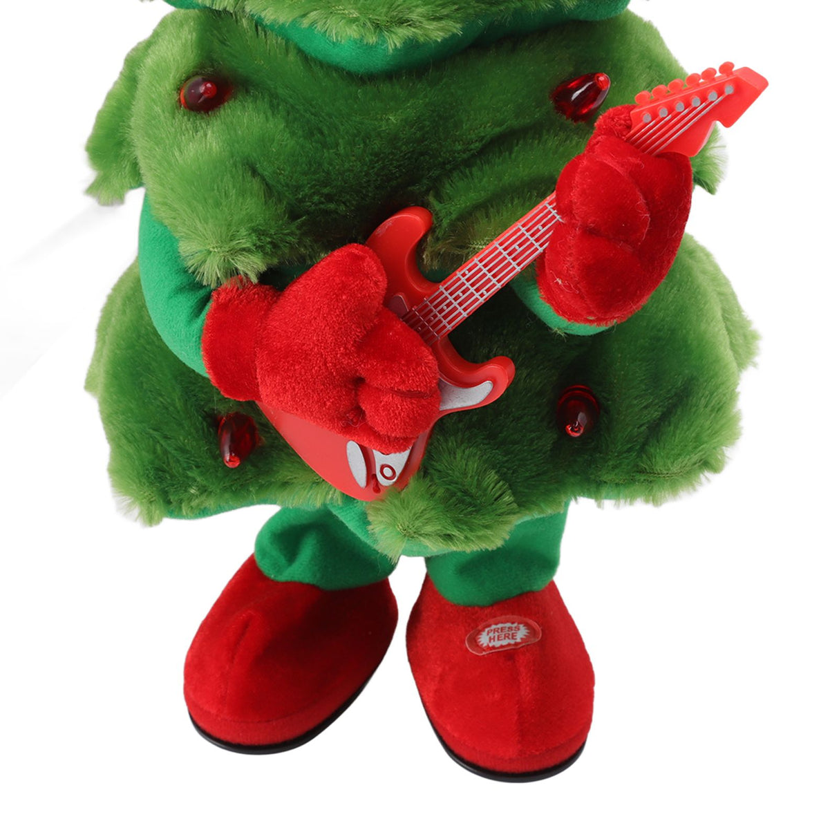 Electric Christmas Tree Plush Toy 8 Songs Continuous Play Glowing Swinging Singing Dancing Cute Electric Plush Toy for Kids Guitar Christmas Tree