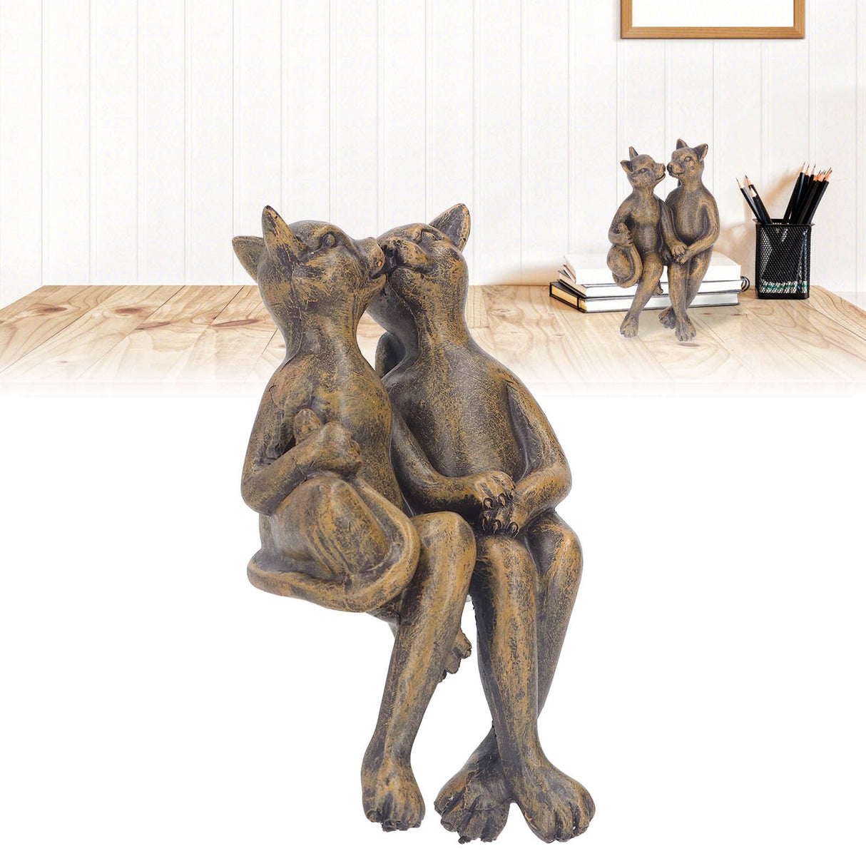 Kitten Resin Ornament Cute Lifelike Hand Painted Miniature Cat Decorations for Garden Patio Home