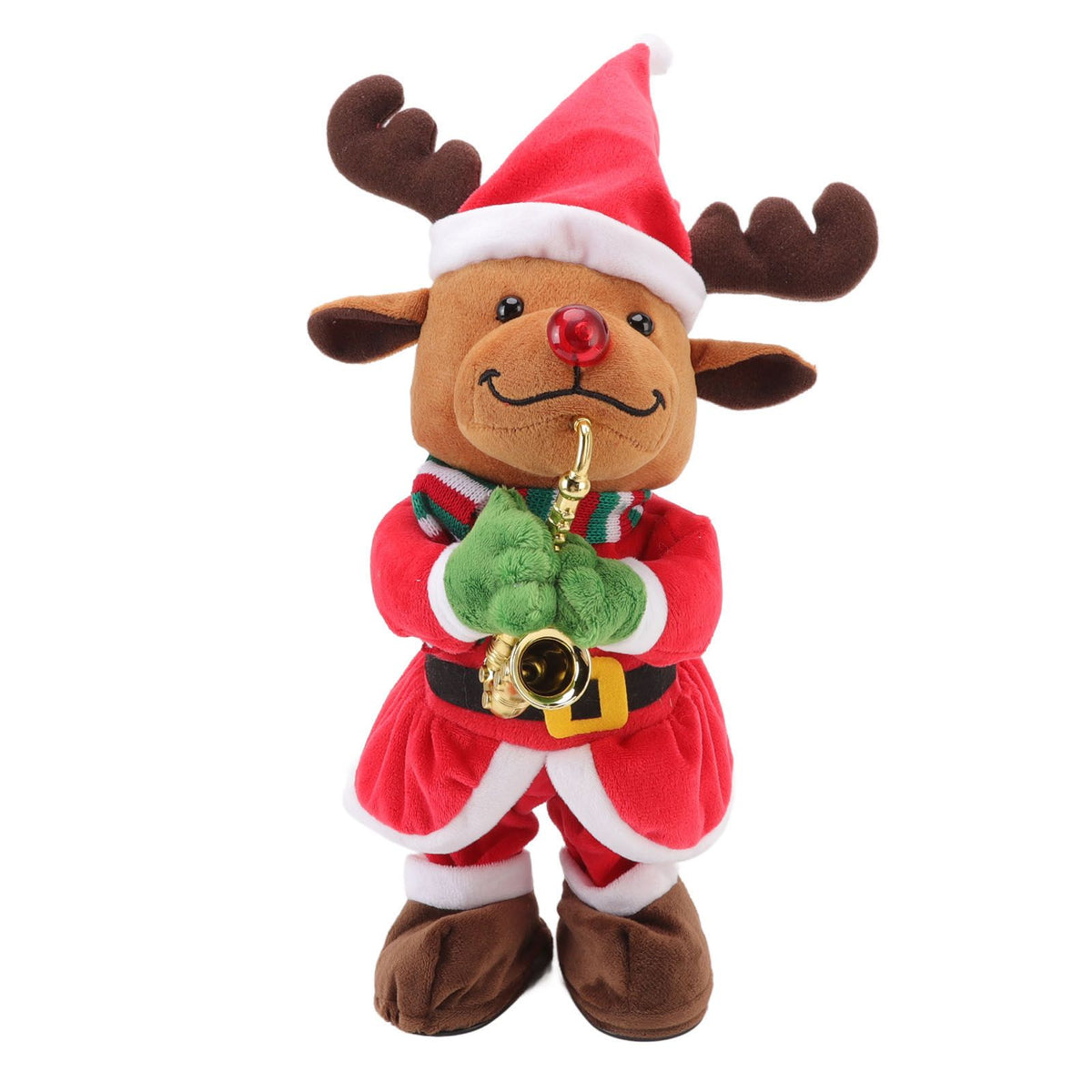 Electric Music Christmas Toy Doll 8 Songs Continuous Play Dancing Singing Glowing Swinging Plush Toy for Kids Adults Christmas Elk