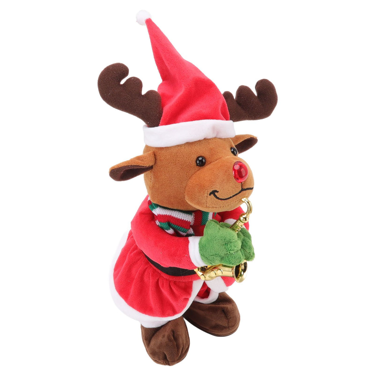 Electric Music Christmas Toy Doll 8 Songs Continuous Play Dancing Singing Glowing Swinging Plush Toy for Kids Adults Christmas Elk