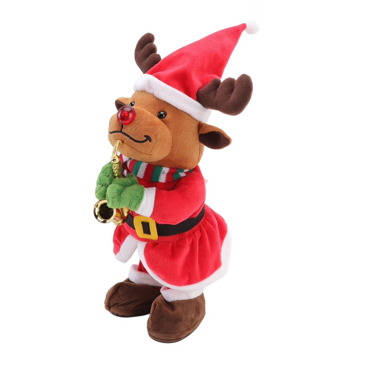 Electric Music Christmas Toy Doll 8 Songs Continuous Play Dancing Singing Glowing Swinging Plush Toy for Kids Adults Christmas Elk
