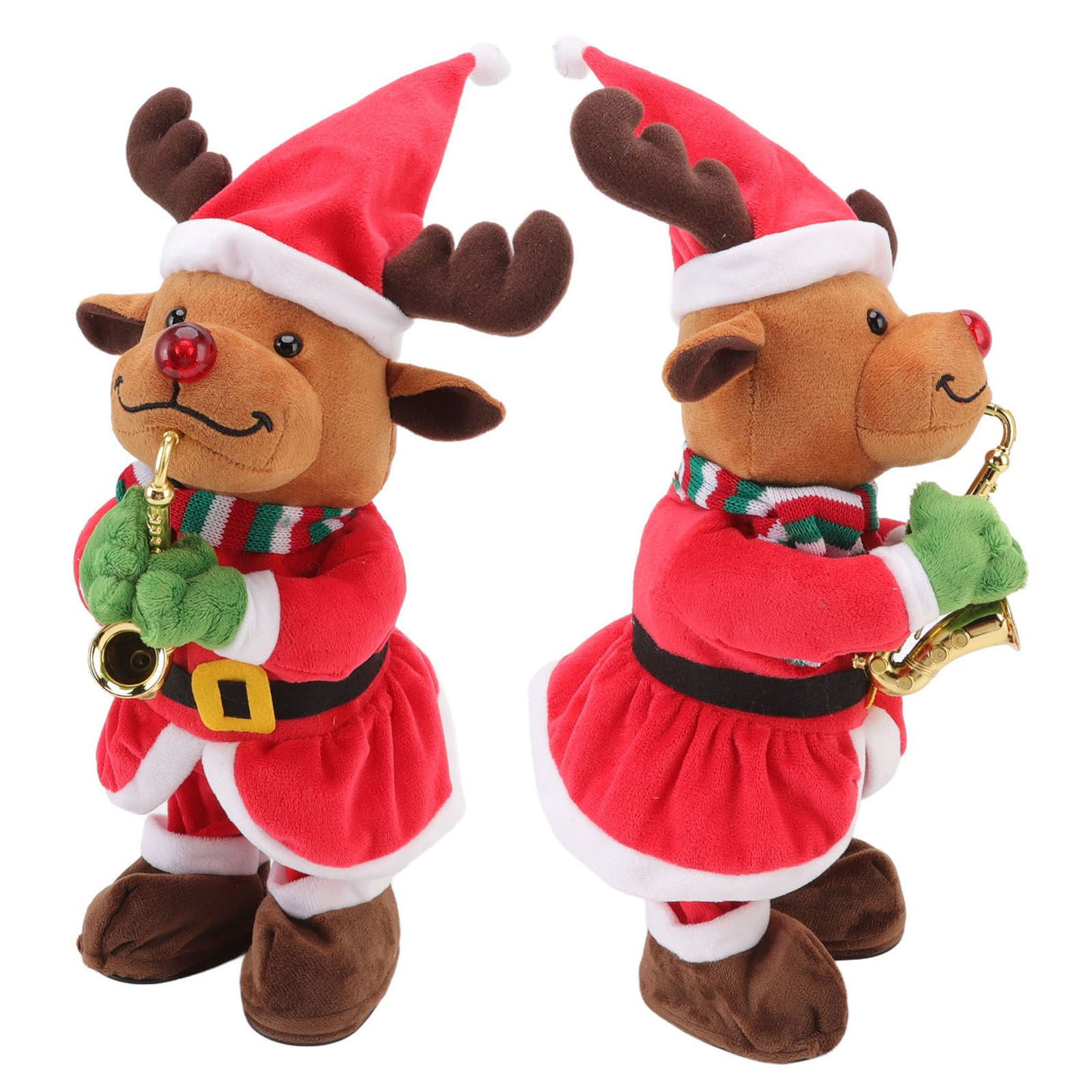 Electric Music Christmas Toy Doll 8 Songs Continuous Play Dancing Singing Glowing Swinging Plush Toy for Kids Adults Christmas Elk