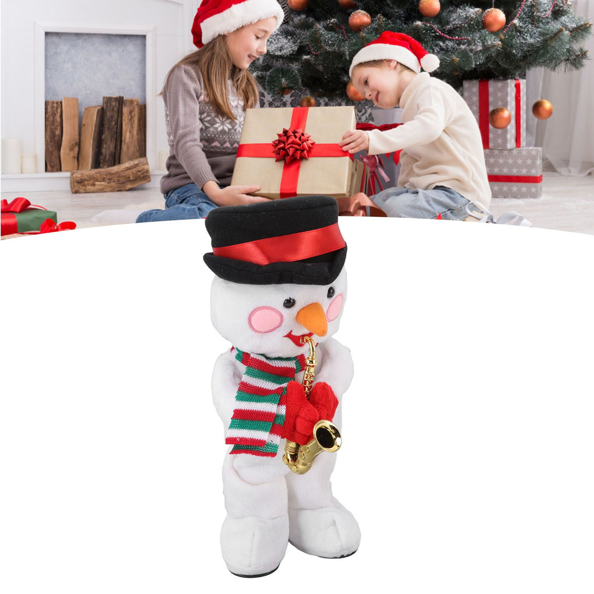 Electric Music Christmas Toy Doll 8 Songs Continuous Play Dancing Singing Glowing Swinging Plush Toy for Kids Adults Christmas Snowman