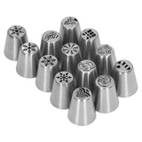 13pcs Christmas Flower Frosting Tips Nozzles Stainless Steel DIY Cake Decorating Tips for Cupcake Decoration - 45-Degree Angle