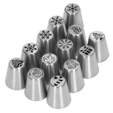 13pcs Christmas Flower Frosting Tips Nozzles Stainless Steel DIY Cake Decorating Tips for Cupcake Decoration - Rear View