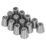 13pcs Christmas Flower Frosting Tips Nozzles Stainless Steel DIY Cake Decorating Tips for Cupcake Decoration - Close-Up Angle