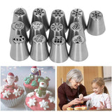 13pcs Christmas Flower Frosting Tips Nozzles Stainless Steel DIY Cake Decorating Tips for Cupcake Decoration - Extra Image