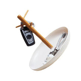 Round Table Storage Tray with Shelf Smooth Surface Easy Clean Desk Organizer for Living Room Bedroom White - Side View