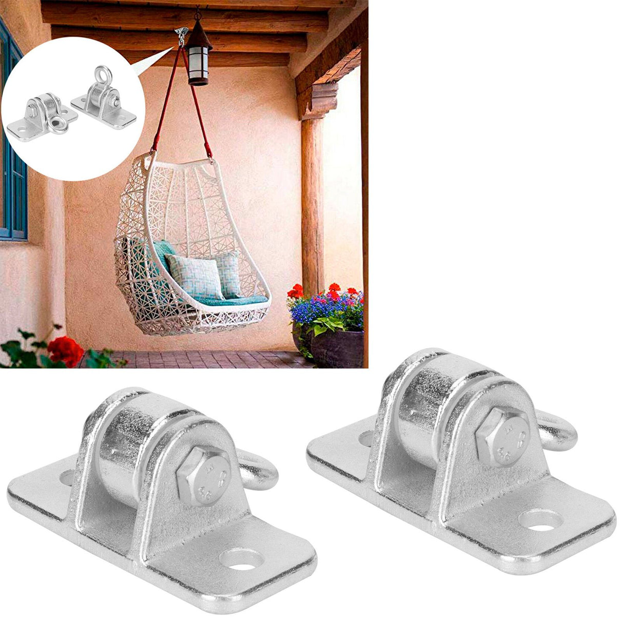 2Set Swing Hanger Iron Suspension Hammock Hanging Chair Hook Fixed Plate Accessories