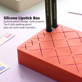 24 Slots Silicone Lipstick Organizer Makeup Cosmetics Holder Storage Box Display StandRed