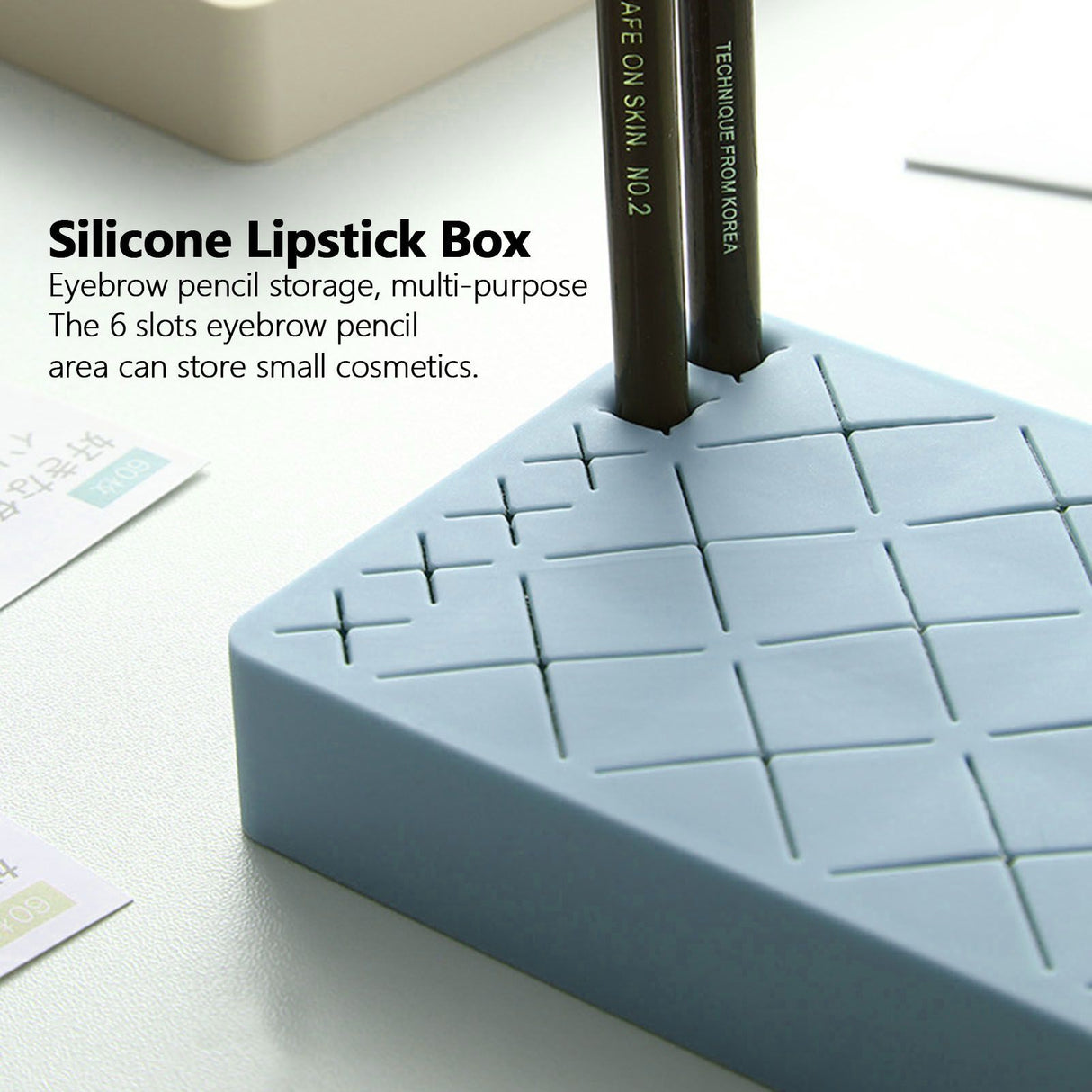 24 Slots Silicone Lipstick Organizer Makeup Cosmetics Holder Storage Box Display StandBlue