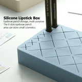 24 Slots Silicone Lipstick Organizer Makeup Cosmetics Holder Storage Box Display StandBlue - Extra Image